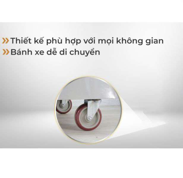 Thùng đá inox có bánh xe di chuyển dể dàng